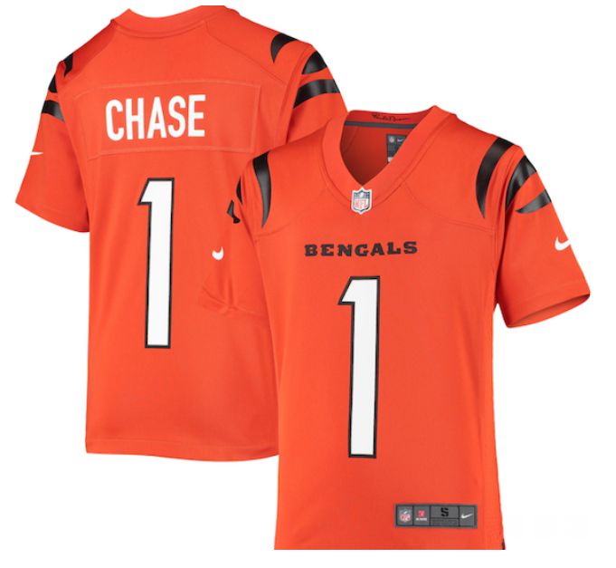Youth Cincinnati Bengals #1 Chase orange 2024 Nike NFL jersey->customized nhl jersey->Custom Jersey